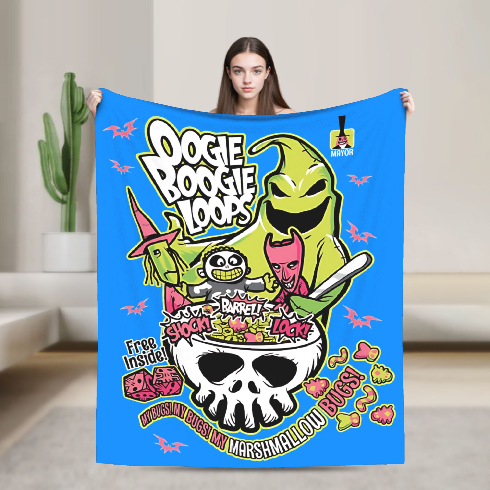 Christmas Throw Blanket - Coperta in pile corallo Oogie Boogie